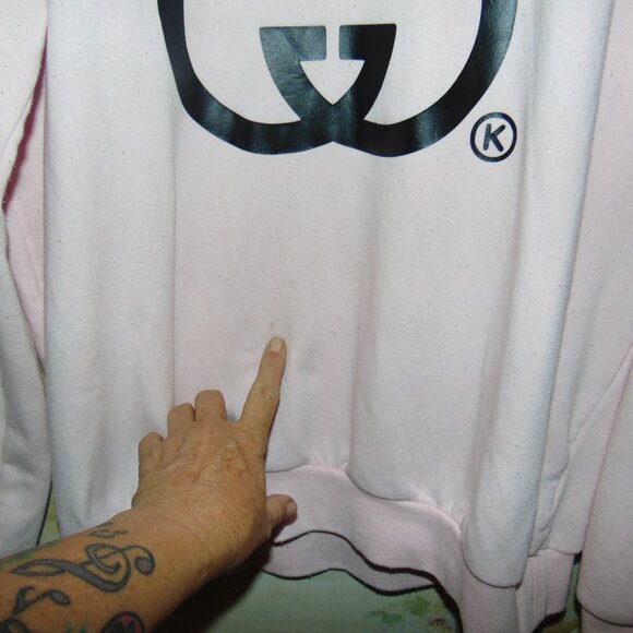 Kikillo Oversized GG Eyes Pink Sweatshirt Sweater Boyfriend Toon Face Medium - Picture 10 of 13